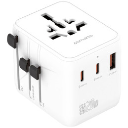 Adapter podróżny 4smarts Nomad GaN 20W   2C+1A biały