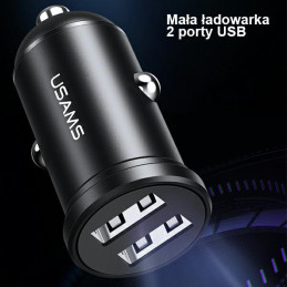 Ładowarka Samochdowa USAMS 2xUSB 2,4A Mini czarny