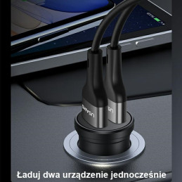 Ładowarka Samochdowa USAMS 2xUSB 2,4A Mini czarny
