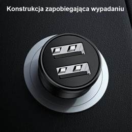 Ładowarka Samochdowa USAMS 2xUSB 2,4A Mini czarny