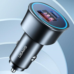 Ładowarka Samochdowa USAMS 1xUSB+1xUSB-C C26 95W (only head) Fast Charge czarny