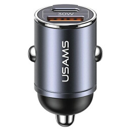 Ładowarka Samochdowa USAMS 1xUSB+1xUSB-C C38 30W PD Fast Charge z wbudowanym pieścieniem stalowy