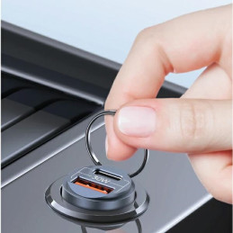 Ładowarka Samochdowa USAMS 1xUSB+1xUSB-C C38 30W PD Fast Charge z wbudowanym pieścieniem fioletowy