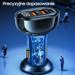 Ładowarka Samochdowa USAMS 2xUSB+1xUSB-C 125W Fast Charge transparent