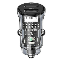 Ładowarka Samochdowa USAMS C31 3A 2xUSB-A Fast Charge czarny