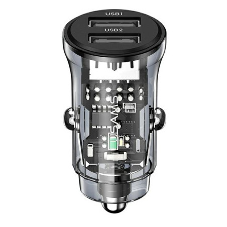 Ładowarka Samochdowa USAMS C31 3A 2xUSB-A Fast Charge czarny