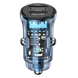 Ładowarka Samochdowa USAMS C31 3A 2xUSB-A Fast Charge niebieski