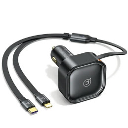 Ładowarka Samochdowa USAMS ze zwijanym kablem 1xUSB-C+1x Lightning C41 PD 30W Fast Charge czarny