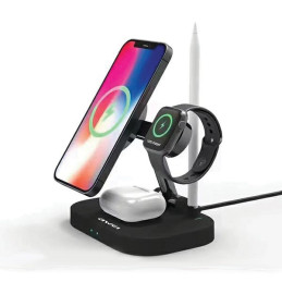 Ładowarka indukcyjna AWEI 4w1 W22 15W Fast Charging czarny