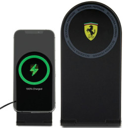 Składana ładowarka indukcyjna Ferrari 2w1 Printed Logo MagSafe15W czarna