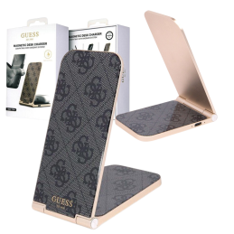 Składana ładowarka indukcyjna Guess 4G Pattern MagSafe 2w1, 15W do MagSafe i AirPods, czarne