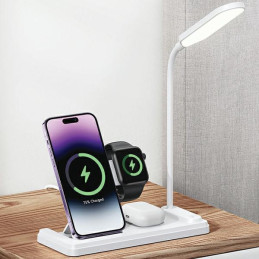 USAMS ładowarka indukcyjna z lampą 4w1 15W biały/white CD195WXC01 (US-CD195)