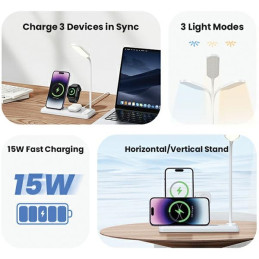 USAMS ładowarka indukcyjna z lampą 4w1 15W biały/white CD195WXC01 (US-CD195)