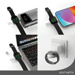 Ładowarka indukcyjna 4smarts MFI Fast Charger dla Apple Watch srebrna