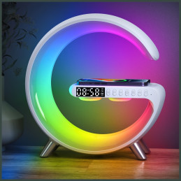Wielofunkcyjna Lampka MajesticLine z budzikiem i głośnikiem bluetooth biały
