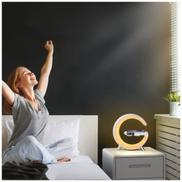 Wielofunkcyjna Lampka MajesticLine z budzikiem i głośnikiem bluetooth biały