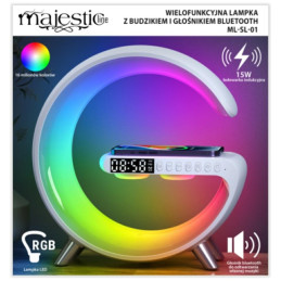 Wielofunkcyjna Lampka MajesticLine z budzikiem i głośnikiem bluetooth biały