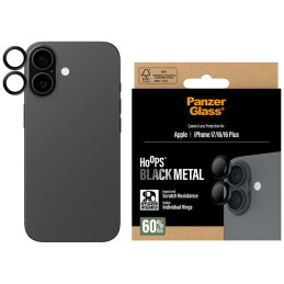 Szkło hartowane na obiektyw PanzerGlass Hoops do iPhone 17 / 16 / 16 Plus czarny