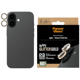Szkło hartowane na obiektyw PanzerGlass Hoops Glitter do iPhone 17 / 16 / 16 Plus złoty