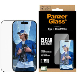 Szkło hartowane PanzerGlass Ultra-Wide Fit EasyAligner do iPhone 17 / 16 Pro