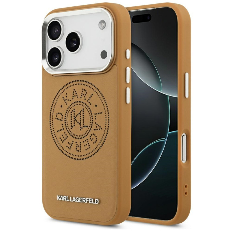 Etui Karl Lagerfeld Point & Metal Logo MagSafe do iPhone 17 Pro Max brązowy