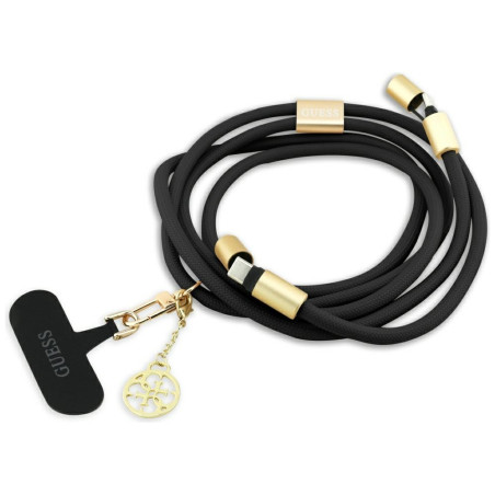 Uniwersalny pasek do telefonu Guess CBDY 4G Charm z wbudowanym kablem USB-C/USB-C czarny