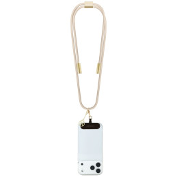 Uniwersalny pasek do telefonu Guess CBDY 4G Charm z wbudowanym kablem USB-C/USB-C beżowy