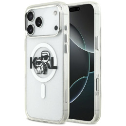 Etui Karl Lagerfeld IML Glitter Karl & Choupette Sketch Logo MagSafe do iPhone 17 Pro Max przezroczysty