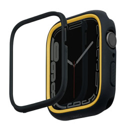 Hybrydowa ochrona etui UniQ Moduo do Apple Watch 4/5/6/7/8/9/SE/SE2 44/45mm, czarny-musztardowy
