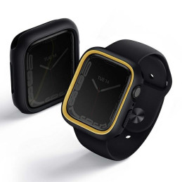 Hybrydowa ochrona etui UniQ Moduo do Apple Watch 4/5/6/7/8/9/SE/SE2 44/45mm, czarny-musztardowy
