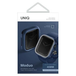 Hybrydowa ochrona etui UniQ Moduo do Apple Watch 4/5/6/7/8/9/SE/SE2 44/45mm, niebieski-szary