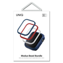 Ramka do etui UNIQ Moduo 3in1 do Apple Watch 4/5/6/7/8/9/SE/SE2 44/45mm, Niebieski-Czerwony-Biały