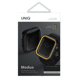 Hybrydowa ochrona etui UniQ Moduo do Apple Watch 4/5/6/7/8/9/SE/SE2 40/41mm, czarny-musztardowy