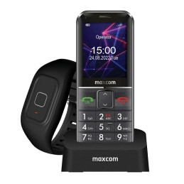 Telefon komórkowy Maxcom Comfort MM735 ze stacją ładującą + opaska SOS czarny