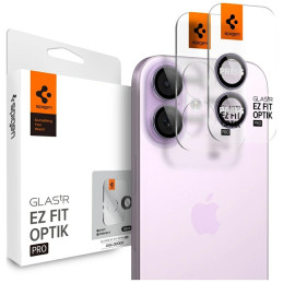 Szkło na obiektyw aparatu Spigen Optik Pro Glas. TR "EZ FIT" do iPhone 17 / 16 / 16 Plus, fioletowy, 2szt.