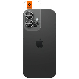 Szkło na obiektyw aparatu Spigen Optik Pro Glas. TR "EZ FIT" do iPhone 17 / 16 / 16 Plus, srebrny, 2szt.