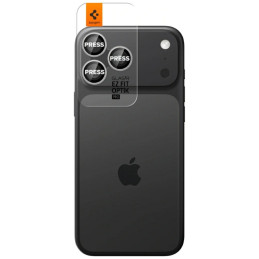 Szkło na obiektyw aparatu Spigen Optik Pro Glas. TR "EZ FIT" do iPhone 17 Pro Max / 16 Pro / 16 Pro Max, srebrny, 2szt.