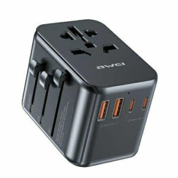 Adapter sieciowy AWEI 2xUSB+3xUSB-C C-39 35W 4w1 US/AU/EU/UK czarny