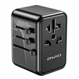 Adapter sieciowy AWEI  2xUSB+3xUSB-C C-40 65W 4w1 US/AU/EU/UK czarny