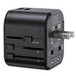 Adapter sieciowy USAMS 2xUSB T55 12W 4w1 US/AU/EU/UK czarny