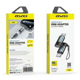AWEI Adapter A12 Lightning/USB-C szare    /grey