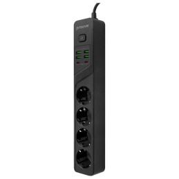 Listwa zasilająca 2m 3000W Power Socket P-04 (4xAC + 4xUSB + 2xType-C) Proove, czarna