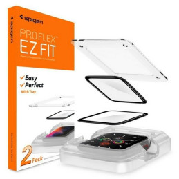 Szkło hybrydowe + Aplikator Spigen Pro Flex EZ Fit do Apple Watch 4/5/6 /SE 44mm, czarne, 2 sztuki