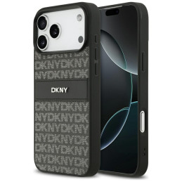 Etui DKNY Repeat Texture Pattern with Tonal Stripe do iPhone 17 Pro Max czarny