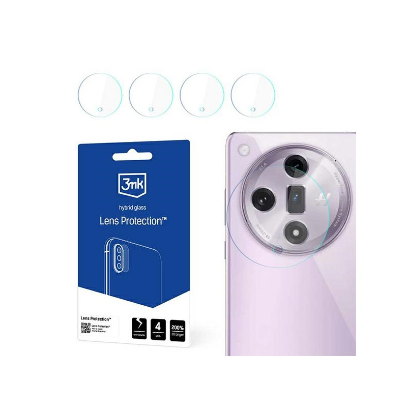 Szkło na obiektyw aparatu 3mk Lens Protection do Oppo Find X7, 4szt
