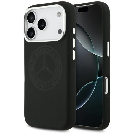 Etui Mercedes Silicone Vintage Logo MagSafe do iPhone 17 Pro czarny