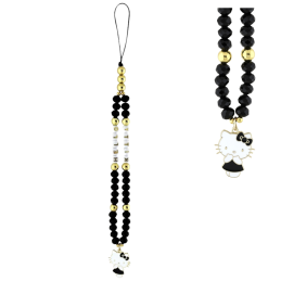 Zawieszka na telefon Hello Kitty Pearls and Beads Kitty Charm, czarny