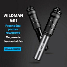 Aluminiowa Pompka rowerowa ręczna WILDMAN GK1, czarna
