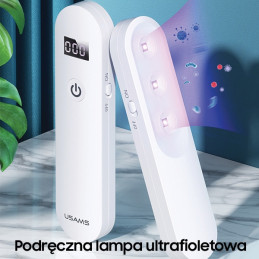 Lampa dezynfekująca USAMS mini UV-C ręczna sterylizator biały