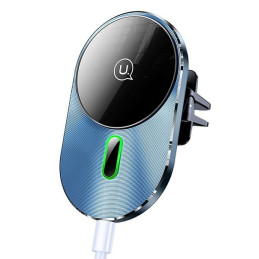 Uchwyt indukcyjny USAMS Magnetic Car Wireless Charging 15W do kratki went. szary